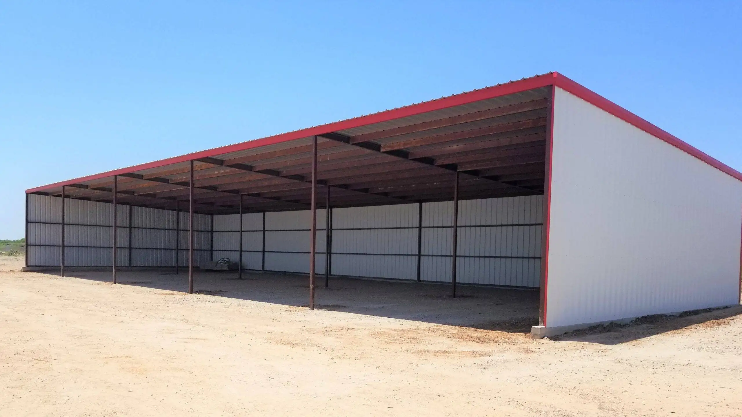 steel-building, loafing-shed, livestock-barn, barn, horse-stalls